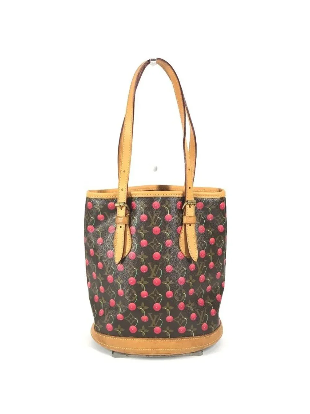 Louis Vuitton Shoulder Bag Bucket PM Monogram Cherry Canvas Brown